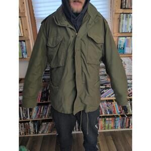 Vintage Military Lakeview Sportswear L Green Coat Field Jacket Heavy Duty T6#799